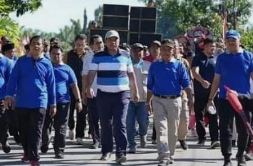 Bupati Siak, Alfedri saat hadiri HUT ke-38 Kampung Rawang Kao Lubuk Dalam.(foto: int)