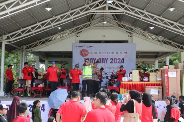 Peringatan Hari Buruh Sedunia di Pangkalan Kerinci, Pelalawan berlangsung kondusif (foto/andi)