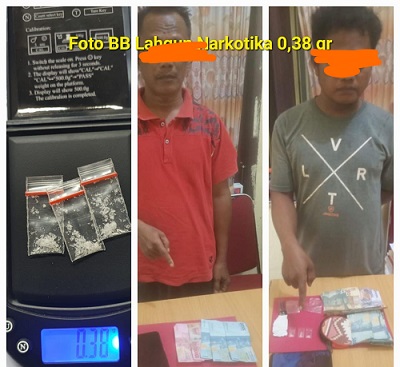 Tersangka dan barang bukti 0,3 gram sabu-sabu diamankan polisi (foto/zal)