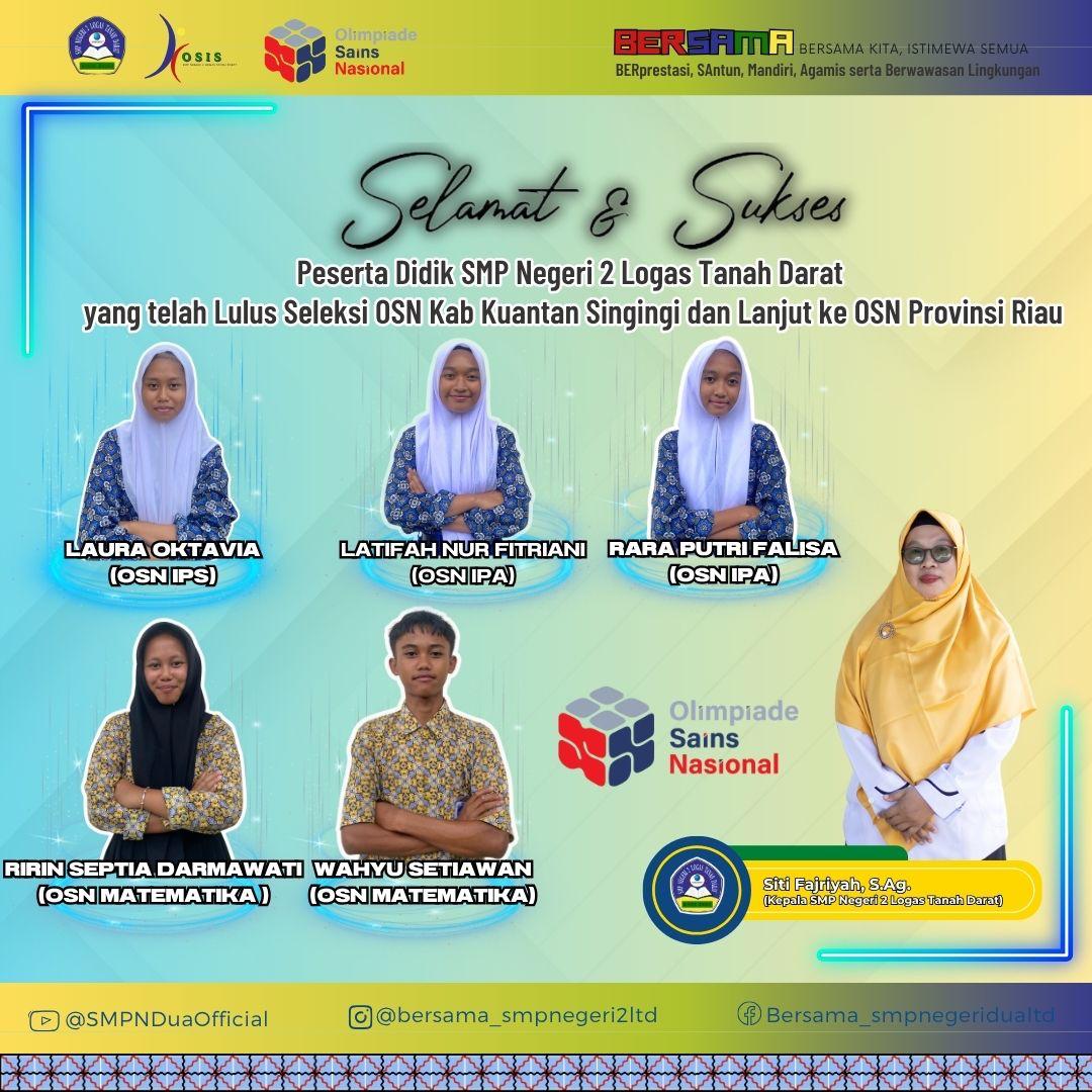 Lima siswa SMPN 2 Logas Tanah Darat melaju ke OSN Tingkat Provinsi Riau (foto/Mg)