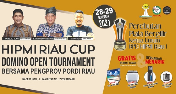 Penyelenggaran Domino Open Turnament HIPMI Riau Cup yang bekerjasama dengan Pengprov PORDI Provinsi Riau, sudah sebanyak 80 pasang yang mendaftar.