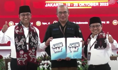 Pasangan Capres-Cawapes Anies-Cak Imin jadi kandidat pertama yang mendaftar ke KPU RI.(foto: detik.com)