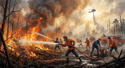 Dua daerah di Riau tetapkan status darurat Karhutla.(ilustrasi/AI/halloriau.com)