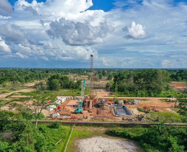 Kegiatan pemboran di lapangan minyak wilayah kerja Rokan PHR.