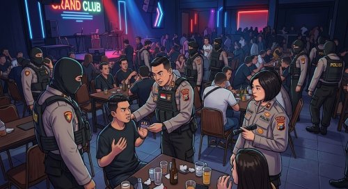 Belasan THM di Pekanbaru dirazia Polisi.(ilustrasi/AI/halloriau.com)