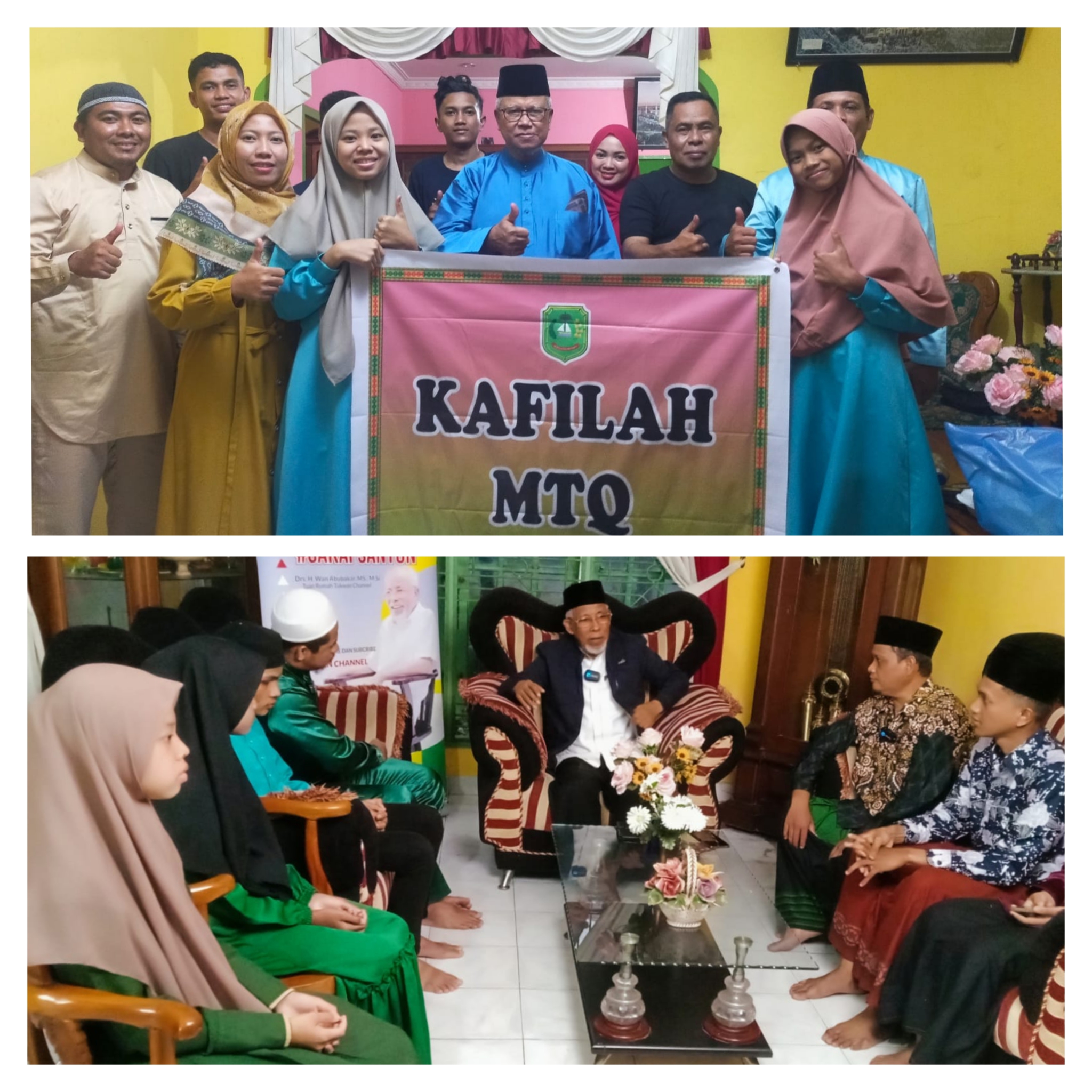 Mantan Gubri, Wan Abu Bakar dan anggota DPR RI, Syamsurizal saat mengunjungi kafilah Kepulauan Meranti yang bertanding di MTQ Riau.