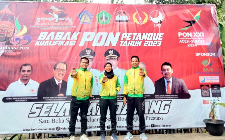 Tiga atlet petanque asal Rokan Hilir (foto/zal)