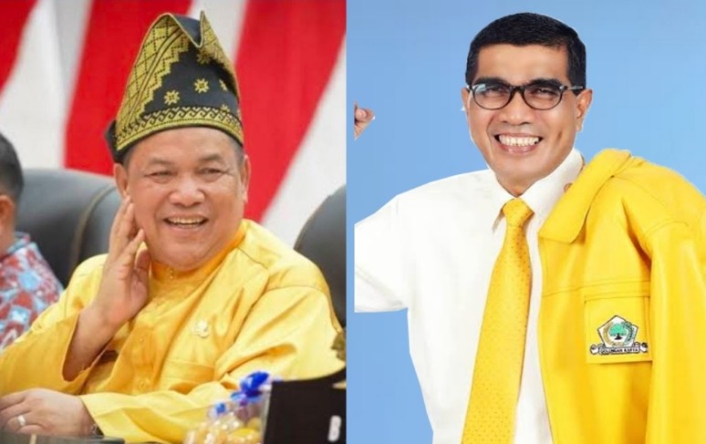 Kubu SF Hariyanto (kiri) dan Parisman Ihwan saling klaim bisa menang di Musda Golkar Riau (foto/ist)