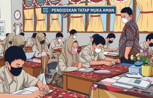 Ilustrasi siswa Pekanbaru belajar dalam kelas dan hindari aktivitas luar (foto/AI)