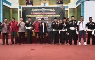 Persaudaraan Setia Hati Terate (PSHT) Cabang Pelalawan menggelar wisuda 217 warga baru (foto/and)