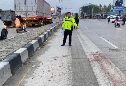 TKP kecelakaan maut di Simpang Panam yang menewaskan pengendara CBR (foto/bayu)