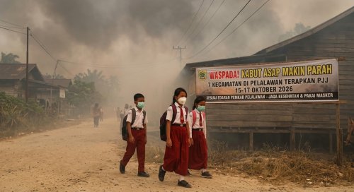 Pemkab Pelalawan terapkan PJJ di 7 kecamatan akibat kabut asap.(ilustrasi/gemini AI/halloriau.com)