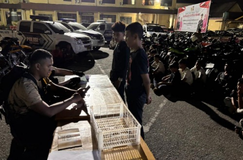 Razia knalpot brong Polresta Pekanbaru.(foto: mcr)