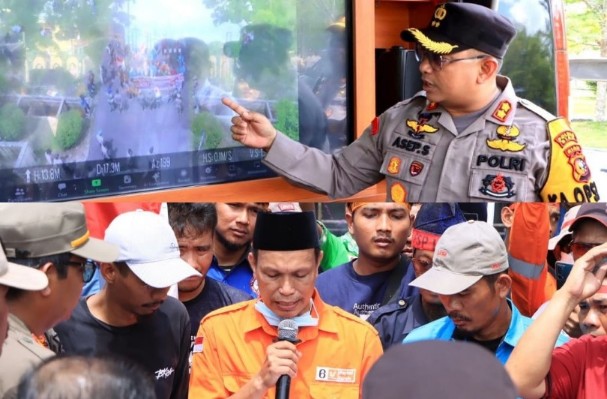 Kapolres Siak AKBP Asep Sujarwadi manfaatkan teknologi dalam pengamanan unjuk rasa Hari Buruh (foto/diana)