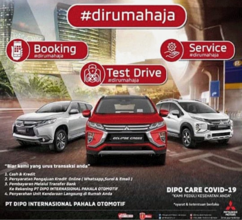 Mau test drive? #Dirumahaja! Tim Mitsubishi akan membawa unit test drive langsung ke rumah calon konsumen 