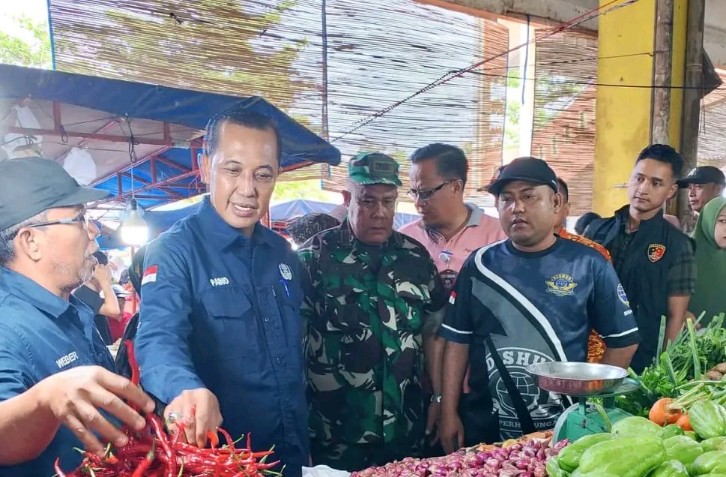 Wakili Bupati Rezita, Asisten Setda Pemkab Inhu, Paino melakukan Sidak di pasar (foto/andri)