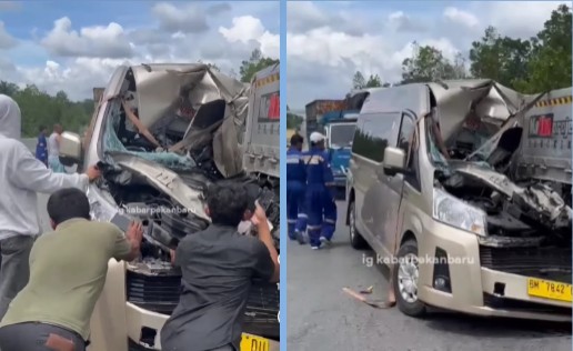 Viral kecelakaan lalu lintas kembali terjadi di Tol Pekanbaru-Dumai (foto/Sc kabarpku)