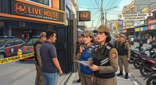 Satpol PP Pekanbaru periksa HW Live House.(ilustrasi/gemini AI/halloriau.com)