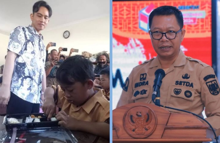 Sekda Indra Pomi (kanan) belum ada terima kabar Wapres terpilih Gibran tinjau makan gratis pada sekolah di Pekanbaru (foto/int)