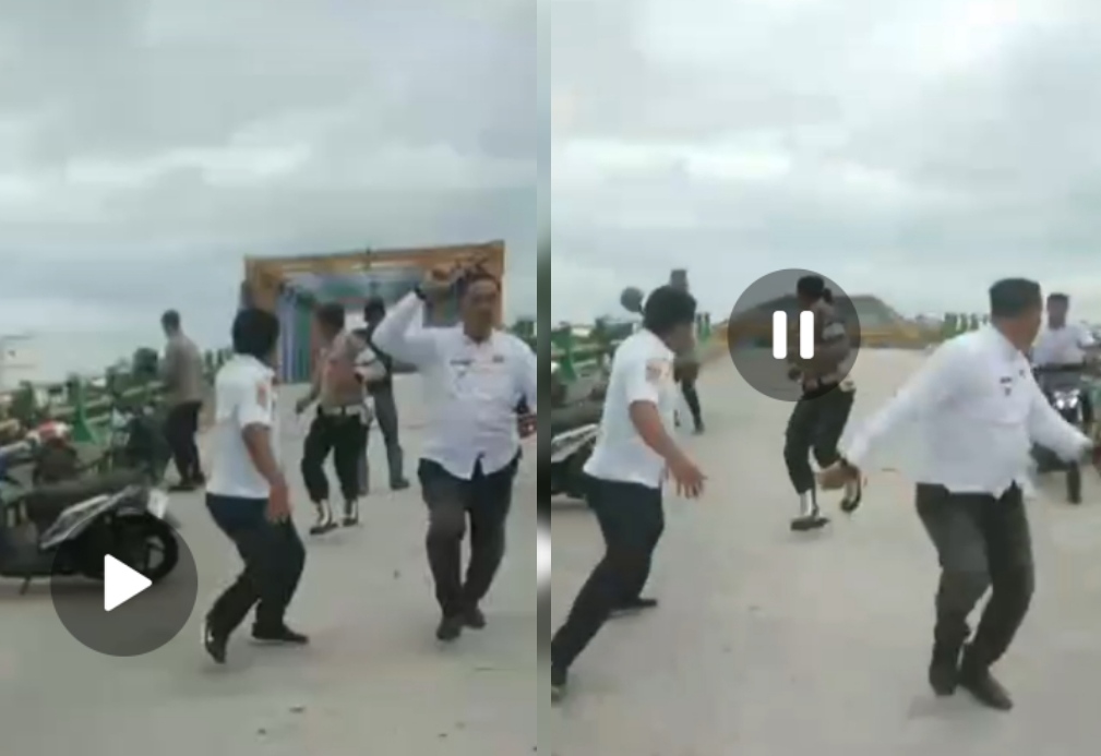 Video warga dan petugas panik sesaat Jembatan Panglima Sampul, Kepulauan Meranti runtuh (foto/ist)