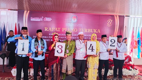 Empat Paslon Pilkada Inhil 2024.(foto: ayendra/halloriau.com)