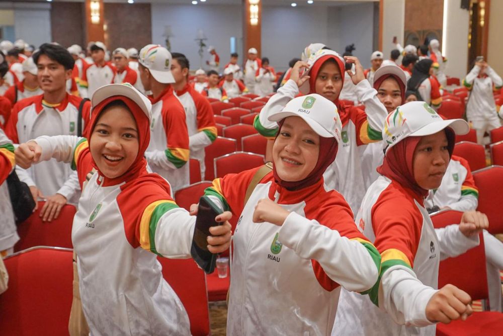 Sejumlah atlet Riau yang akan berlaga di PON XXI Aceh-Sumut 2024.(foto: mcr)