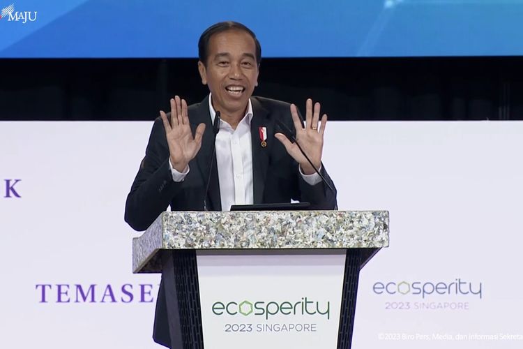 Presiden Jokowi pamerkan keunggulan IKN di Ecosperity Week di Singapura (foto/int) 