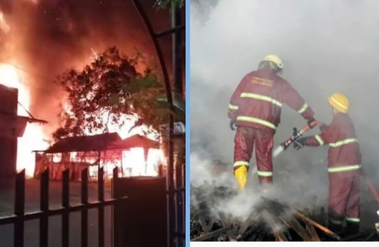 Kebakaran hebat melanda sebuah kilang kayu dan solar di Jalan Kesehatan, Kecamatan Tenayan Raya (foto/ist)