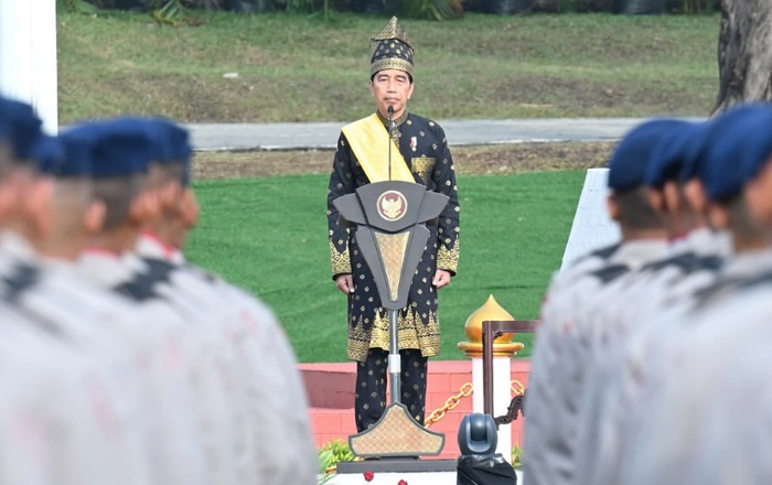 Presiden Jokowi pimpin Upacara Harlah Pancasila 2024 di Dumai.(foto: istimewa)