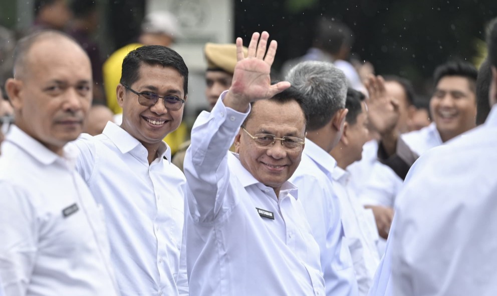 Bupati dan Wakil Bupati Rohil, Bistamam-Jhoni Charles ikuti gladi bersih di Monas (foto/afrizal)