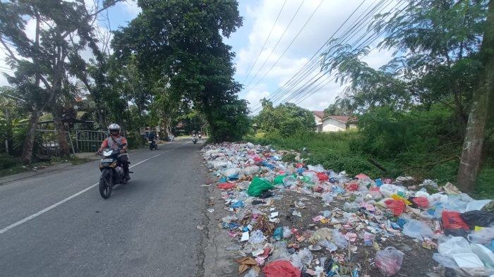 Tumpukan sampah di TPS ilegal.(foto: tribunpekanbaru.com)