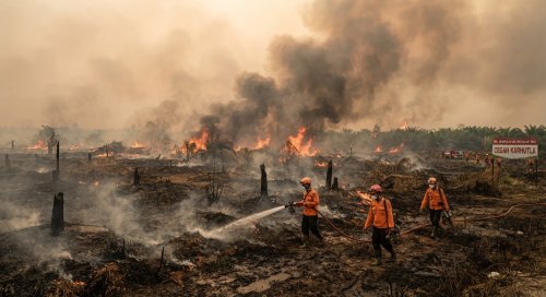 20 ribu hektare lahan hangus di Riau akibat karhutla.(ilustrasi/gemini AI/halloriau.com)