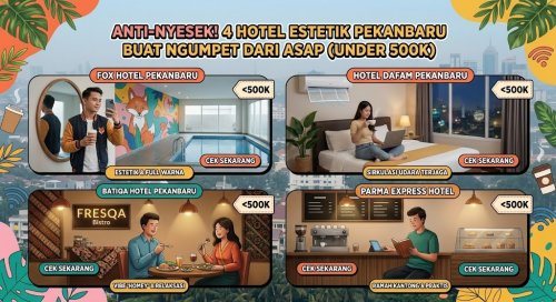 Rekomendasi empat hotel estetik dan ramah kantong di bawah Rp500 ribu di Pekanbaru untuk staycation nyaman dan aman dari kabut asap luar.(ilustrasi/AI/halloriau.com)