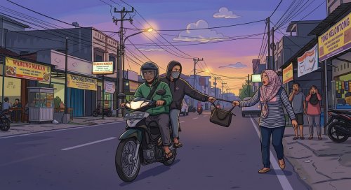 Jambret meresahkan di Pekanbaru.(ilustrasi/gemini AI/halloriau.com)