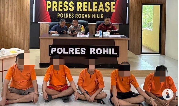 Polres Rohil ungkap pencurian minyak mentah di PT PHR (foto/Antarariau)