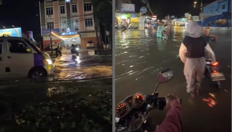 Banjir menggenangi sejumlah rusa jalan di Pekanbaru (foto/Instagram)