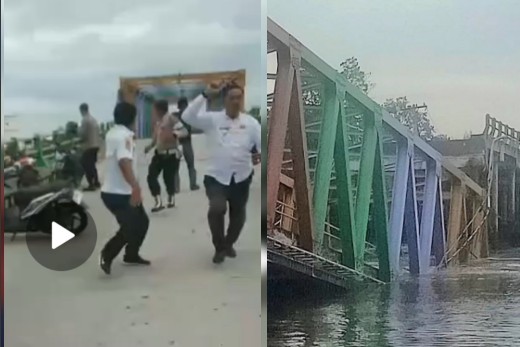 Warga panik saat mendengar suara retakan di Jembatan Panglima Sampul, Kepulauan Meranti (foto/ist)