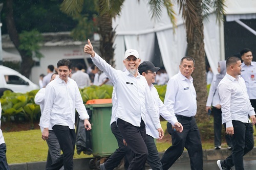 Walikota dan Wakil Walikota Dumai terpilih, Paisal-Sugiyarto mengikuti gladi bersih (foto/bambang)