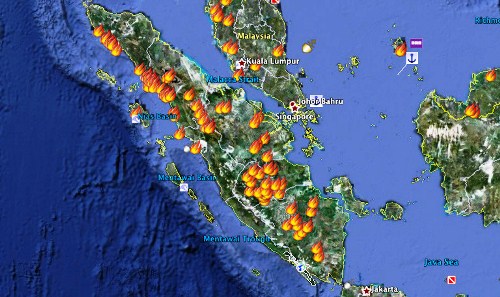 Sebaran titik panas di Sumatera.(ilustrasi/int)