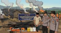 Seorang pria di Rohul jadi tersangka Karhutla.(ilustrasi/AI/halloriau.com)