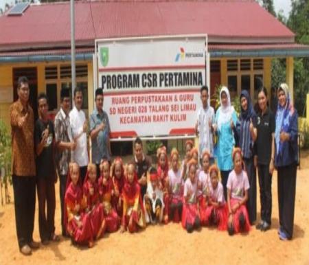 Program CSR Pertamina yang mensupport secara penuh SDN 028 Talang Sei Limau dimana siswanya hampir seluruhnya anak-anak Suku Talang Mamak.(foto: istimewa)