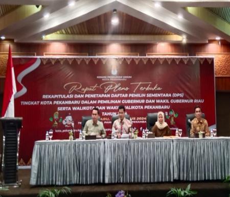 KPU Kota Pekanbaru gelar rapat pleno terbuka, rekapitulasi dan penetapan DPS Pilkada (foto/Dini)