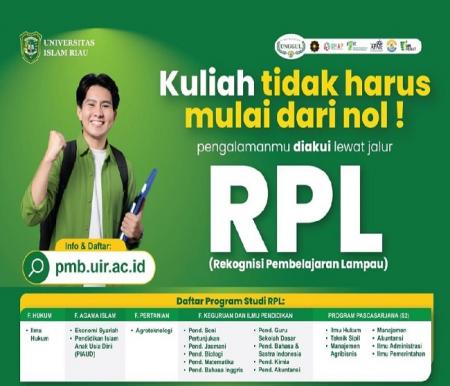 UIR Buka PMB Jalur RPL, Berikut Daftar Program Studinya