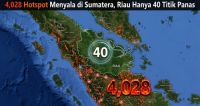 Sebaran titik panas di Sumatera dan Riau sore ini.(ilustrasi/AI/halloriau.com)