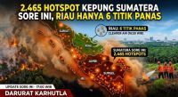 Sebaran titik panas di Sumatera dan Riau sore ini.(infografis/AI/halloriau.com)