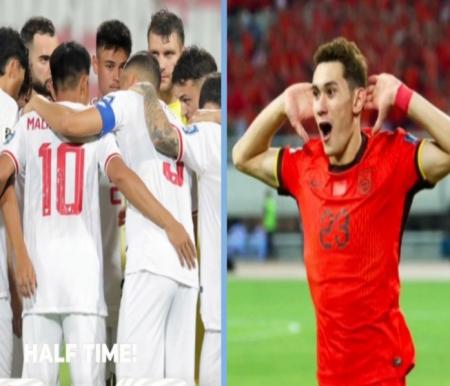 China unggul 2-0 atas Indonesia di babak pertama (foto/Instagram)