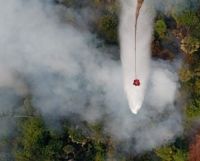 Ilustrasi: Helikopter Water Bombing dikerahkan untuk jinakkan api.