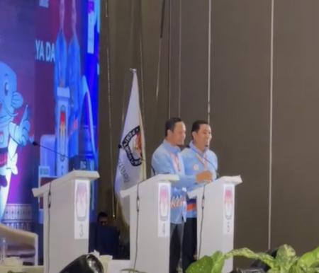 Paslon Agung-Markarius saat debat Pilwako Pekanbaru 2024.(foto: sri/halloriau.com)