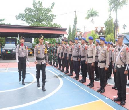 Apel dipimpin Waka Polres Inhil, Kompol Rizki Hidayat, SIK (foto/Ayendra)