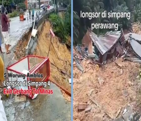 Hujan deras picu longsor di Simpang Perawang, tak jauh dari exit Tol Minas (foto/beritapekanbaru)